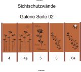 SW003 Design Sichtschutzwand incl. Pfosten Rostelement